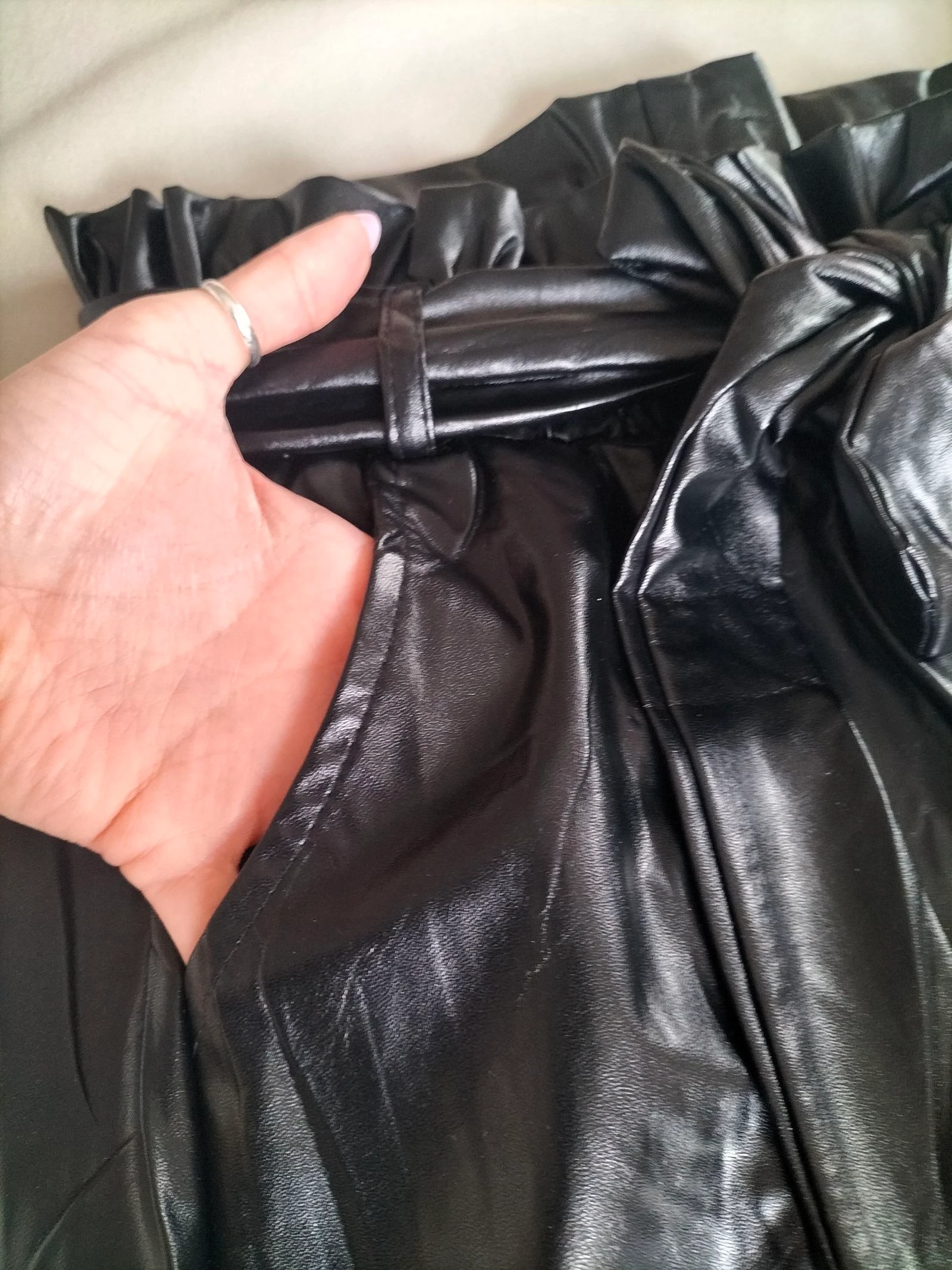 Black Faux Leather Carrot Cut Pants | S/M | I Love Holala | New – photo 6